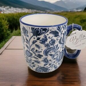 NEW! BELLA Florals Blue Coffee Mug 10 Strawberry‎ Street 14 oz Colorful Flowers